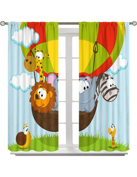 Cortinas Opacas JADERYS Animales Dibujos Modernos 2 Paneles 106.68x114.3cm