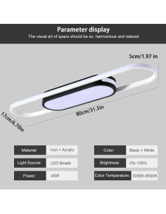 Luz de Techo LED Qcyuui 80cm Regulable con Control Remoto 2