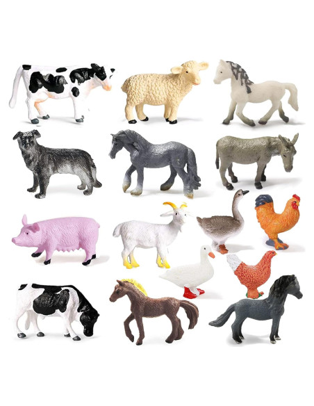 15 Piezas Figuras de Animales de Granja Yowlieu - Juguetes Educativos