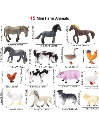 15 Piezas Figuras de Animales de Granja Yowlieu - Juguetes Educativos