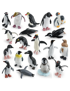 Conjunto 19 Figuras de Pingüinos ONEST Juguetes Realistas