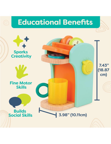 B. toys Máquina de Café de Madera con 10 Accesorios