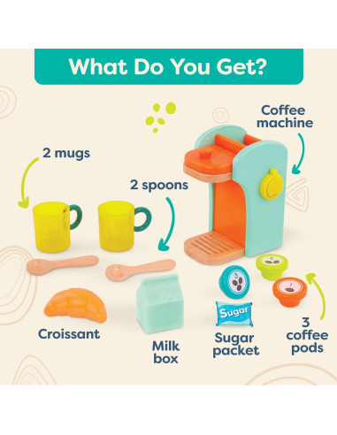 B. toys Máquina de Café de Madera con 10 Accesorios