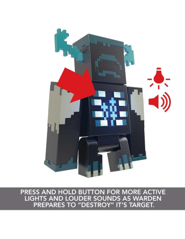 Figura de Acción Warden Mattel Minecraft 8.25 cm con Luces y Sonidos
