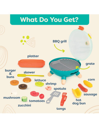 B. toys Mini Chef Parrilla BBQ Juguete 16 Piezas 3 Años+