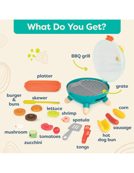 B. toys Mini Chef Parrilla BBQ Juguete 16 Piezas 3 Años+