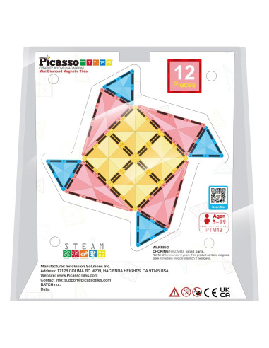 PicassoTiles Bloques Magnéticos Mini 12 Piezas Juguete STEM