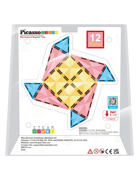 PicassoTiles Bloques Magnéticos Mini 12 Piezas Juguete STEM