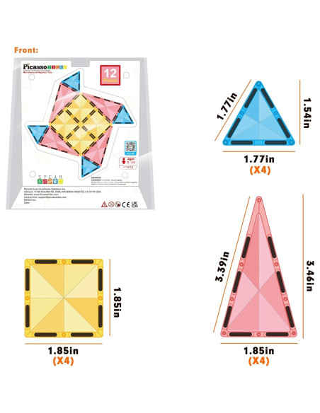 PicassoTiles Bloques Magnéticos Mini 12 Piezas Juguete STEM