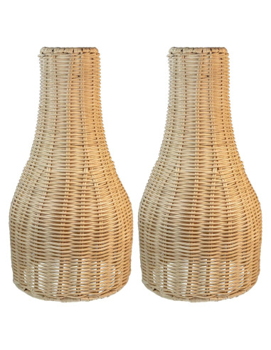 Pantalla de lámpara colgante Osasy de mimbre natural, juego de 2