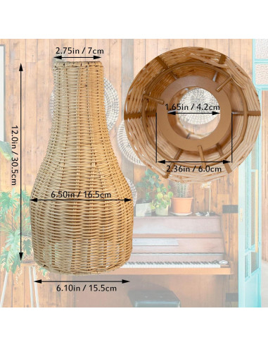 Pantalla de lámpara colgante Osasy de mimbre natural, juego de 2