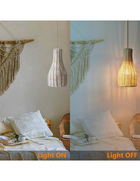 Pantalla de lámpara colgante Osasy de mimbre natural, juego de 2