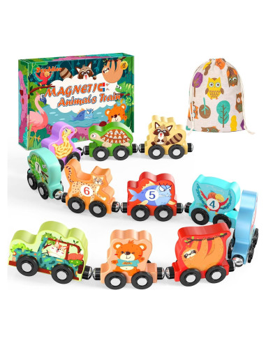 Set de Tren de Animales de Madera Zeoddler 11 Piezas