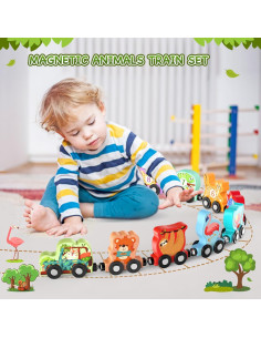 Set de Tren de Animales de Madera Zeoddler 11 Piezas 2
