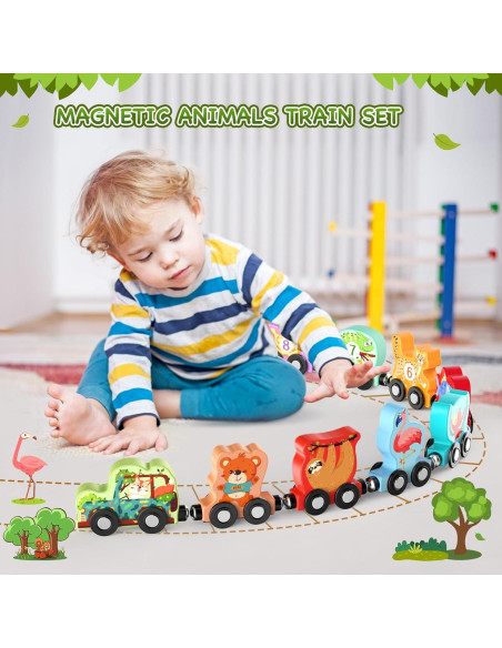 Set de Tren de Animales de Madera Zeoddler 11 Piezas