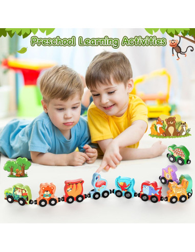Set de Tren de Animales de Madera Zeoddler 11 Piezas