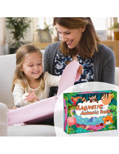 Set de Tren de Animales de Madera Zeoddler 11 Piezas