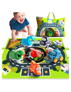 Juego de 6 Coches de Goma Suave Bessome con Alfombrilla