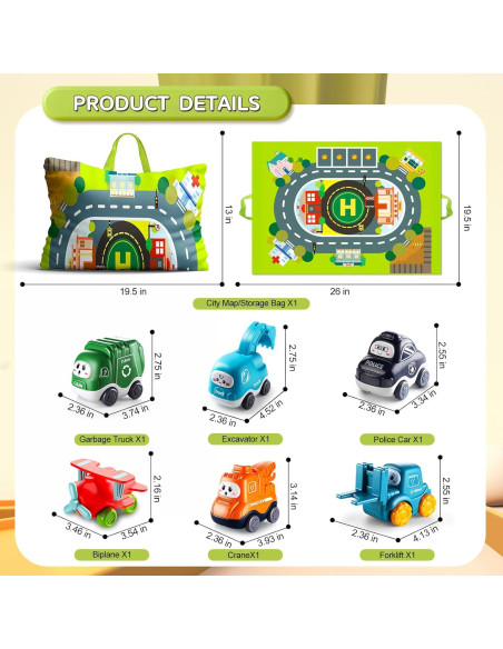 Juego de 6 Coches de Goma Suave Bessome con Alfombrilla