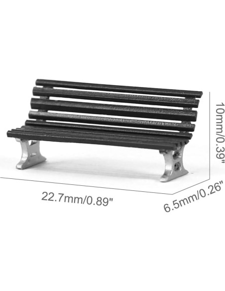 12 Bancos de Plaza Evemodel Escala HO Negro y Plata