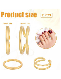 Anillos de Dedo del Pie Mikovivi Oro Ajustables 2 Piezas 2