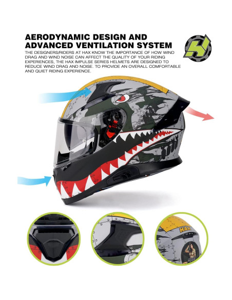 Casco HAX Impulse XL Doble Visor y Aprobado DOT