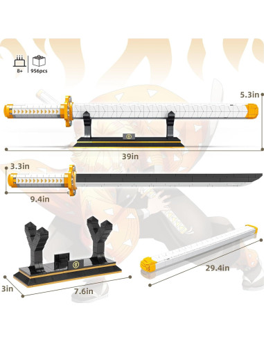 Espada Agatsuma Zenitsu Demon Slayer 956 Piezas con Soporte