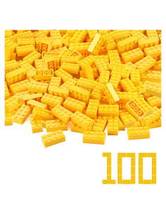 100 Piezas Bloques de Construcción Amarillos Feleph 2x4