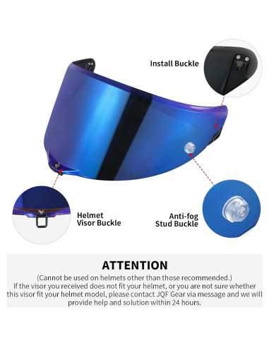 Visera de Casco JQF Gear Pista GPRR Azul Cromado