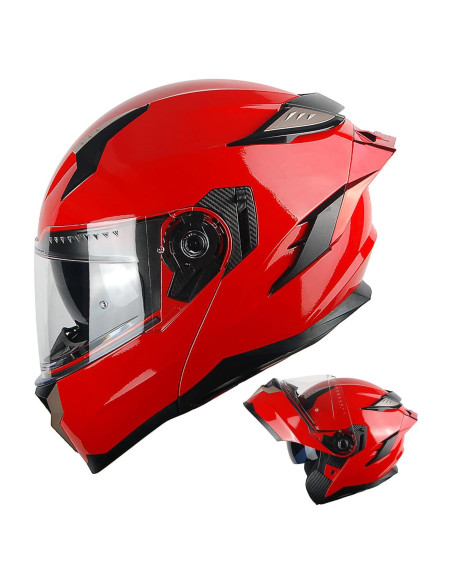 Casco Modular 1Storm HJA119 Rojo Brillante Antivaho