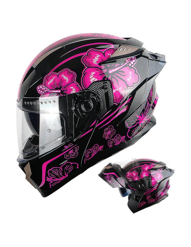 Casco Modular 1Storm HJA119 XL Antivaho Flor Púrpura