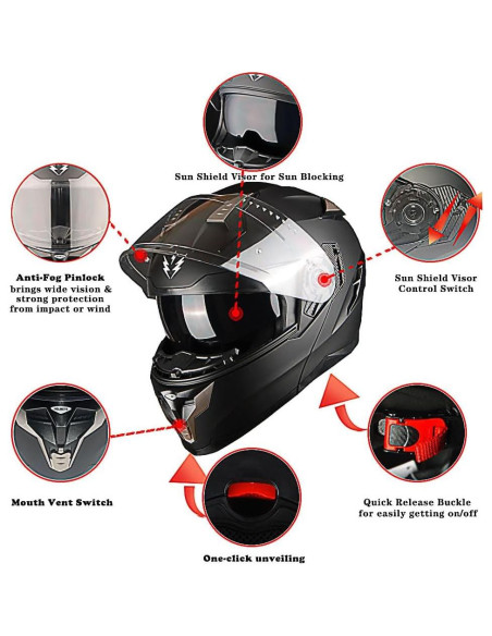 Casco Modular 1Storm HJA119 XL Antivaho Flor Púrpura