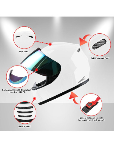 Casco de Motocicleta WOW HKY-B15 para Jóvenes + Guantes MX