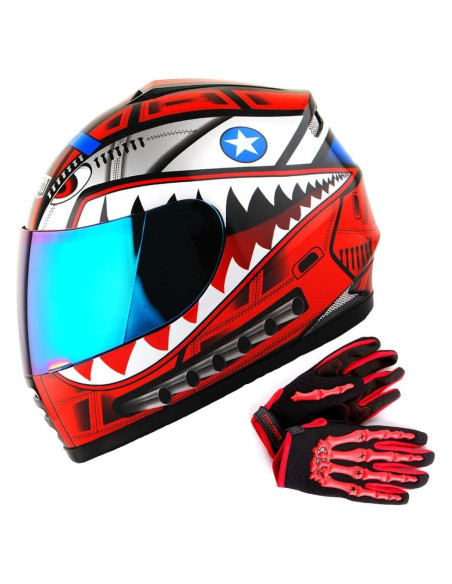 Casco Integral WOW HKY-B15 para Jóvenes + Guantes MX