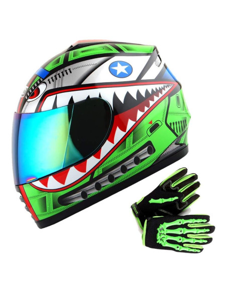 Casco Integral WOW HKY-B15 para Jóvenes + Guantes MX