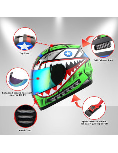 Casco Integral WOW HKY-B15 para Jóvenes + Guantes MX 2