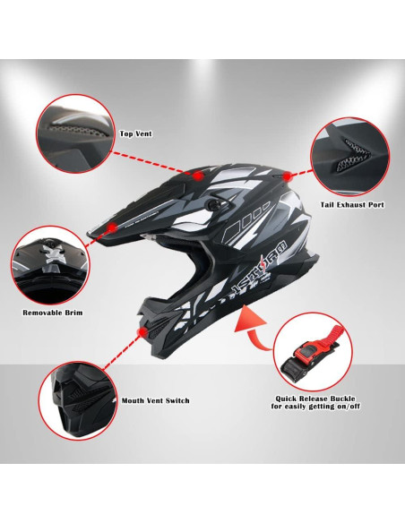 Casco 1Storm HF803 Motocross Adulto Negro Mate S