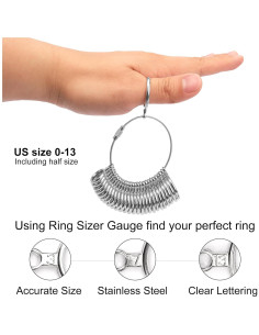 Kit de Medición de Tallas de Anillos TUNQISM 27 PZS Acero Inoxidable 2