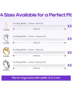 Paquete de 12 Ajustadores de Tamaño de Anillo TPU 2-6mm 2
