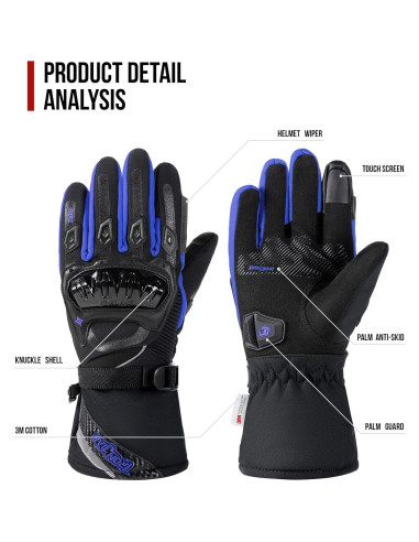 Guantes de Moto IRON JIA'S Invierno Impermeables Táctiles M