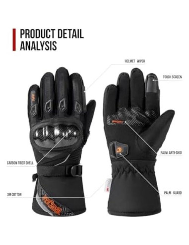 Guantes de Moto BORLENI X-Grande Impermeables y Cálidos