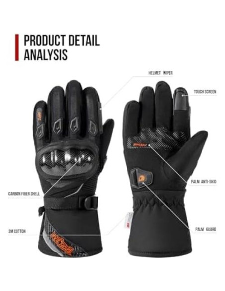 Guantes de Moto BORLENI X-Grande Impermeables y Cálidos