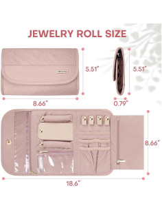 Estuche Organizadora de Joyería TBTOTRA Rosa Plegable 5 Compartimentos 2