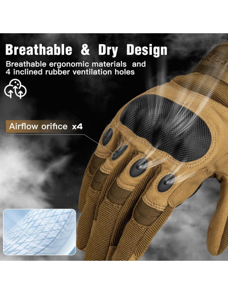 Guantes Tácticos Free Soldier para Hombres - Negro y Beige