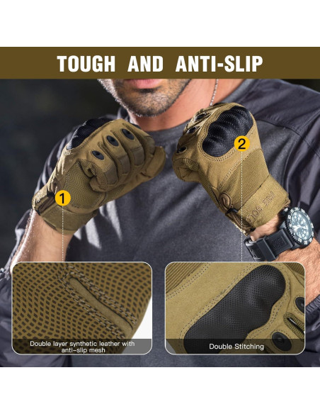 Guantes Tácticos Free Soldier para Hombres - Negro y Beige