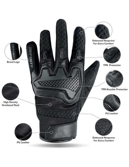 Guantes de Motocicleta INFINIT Safe Grip para Hombre - Táctiles