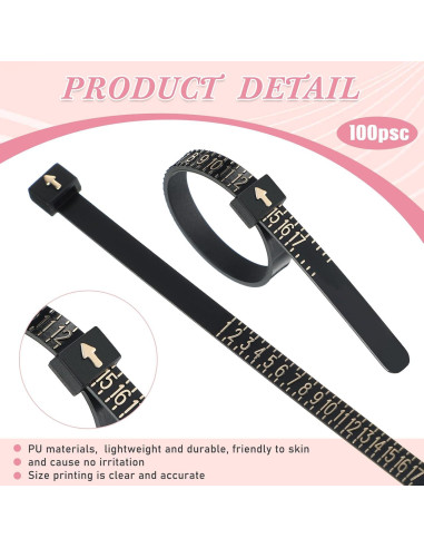 Kit de 100 Anillos Medidores de Tamaño Xuhal 1-17 Reutilizables