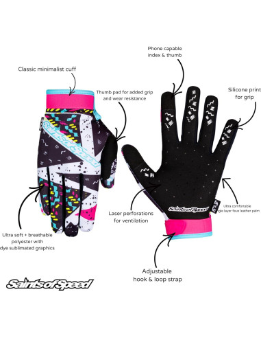 Guantes de Motocross Saints of Speed Retro, Medianos, Transpirables