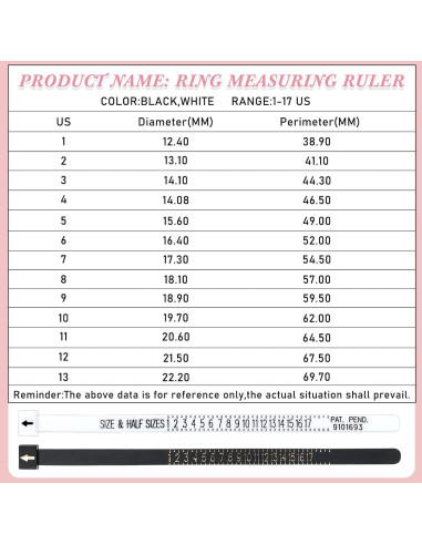 Kit de 100 Anillos Medidores de Tamaño Xuhal 1-17 Reutilizables
