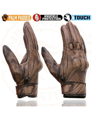 Guantes de motocicleta Milwaukee Leather MG7514 Marrón con Gel